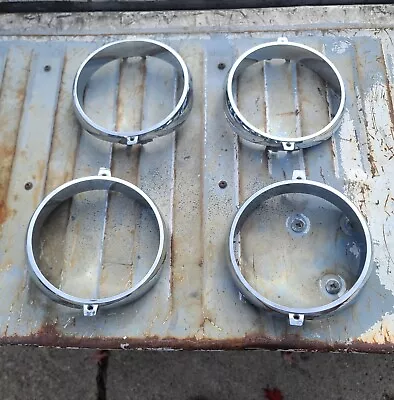 1960 1961 Mercury Comet Custom S-22 HEAD LIGHT LAMP DOOR TRIM BEZEL Set Of Four • $34.99