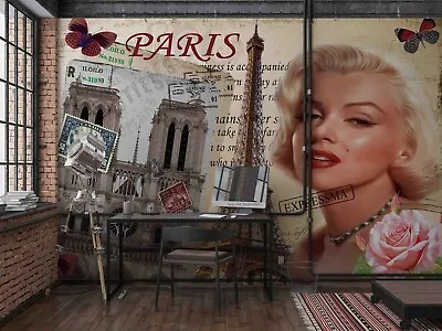 3D Paris Marilyn Monroe Wallpaper Wall Mural Removable Self-adhesive 1781 • $32.38