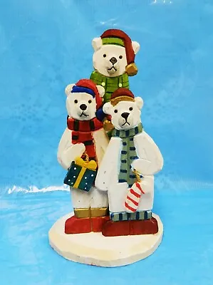 Villeroy Boch Handcrafted Carved Wooden Christmas Polar Bear Family 10  Rustic • $9.99