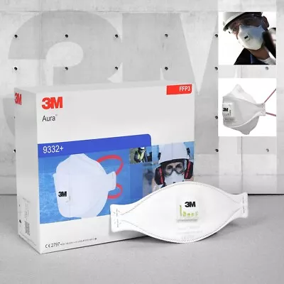 10 X 3M Aura 9332+ Valved Dust Masks / Respirators • £8.25