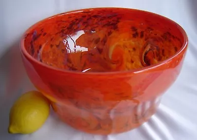 Vintage Vasart Strathearn Art Glass Rare Orange Colour Bowl Crieff Scotland  • £220