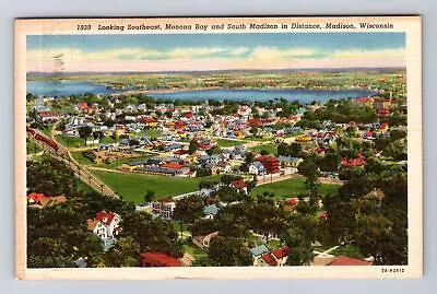 Madison WI-Wisconsin Aerial Monona Bay South Madison Vintage C1938 Postcard • $7.99