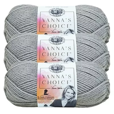 (3 Pack) Lion Brand Yarn 860-149J Vanna's Choice Yarn Silver Grey • $15.35