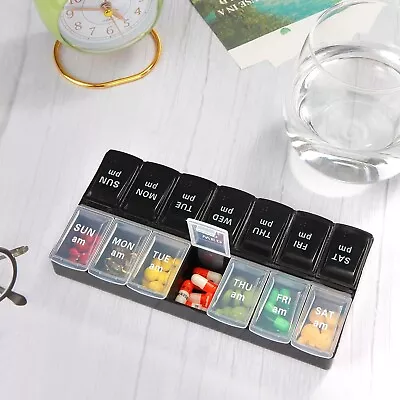 7 Day Weekly Pill Organizer Case Medicine Large Storage Box AM PM 2 Times A Day • $6.85