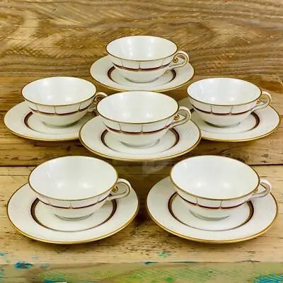 6 X Limoges French S.F.P. Porcelain Vintage 22kt Gold Gilt Coffee Cup & Saucers • £100
