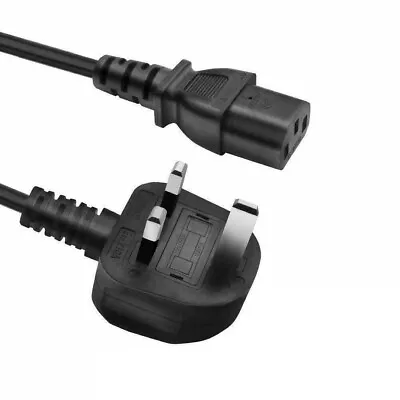 C13 Kettle Power Lead IEC Cable 3pin UK Fused Plug PC Monitor Printer 0.5/2/3/5m • £6.49