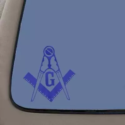 Masonic Square And Compass Car Window Wall Laptop Decal Sticker | Blue Vinyl • $7.95