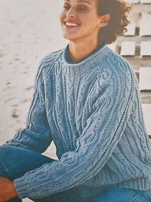 Aran Knitting Pattern Lady's Sweater Raglan Sizes 32  - 42    (388) • £1.95