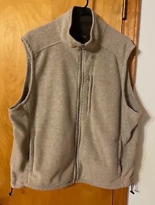 St Johns Bay Mens Vest Size L Brown Oatmeal Heather Fleece Full Zip With Pockets • $15