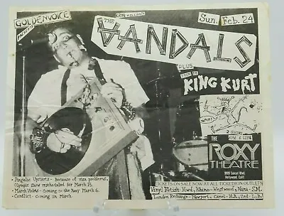 $14.95 • Buy The Vandals King Kurt The Roxy Theatre Classic Vintage La Punk Concert Poster