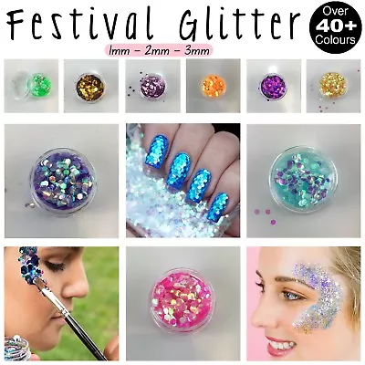 £1.49 • Buy Festival Chunky Glitter Pot Face Paint Nail Art Eye Shadow Body Tattoo Cosmetic