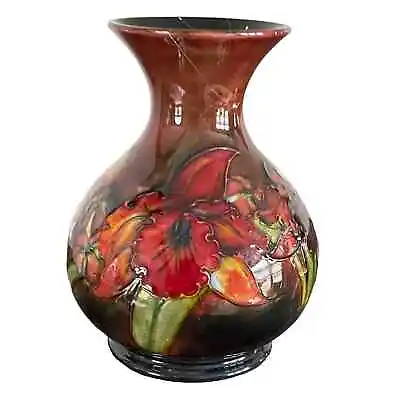 REPAIRED Vintage Moorcraft Orchid Flambe Vase Initialed WM 1947-1953 Brown 7  • $151.30