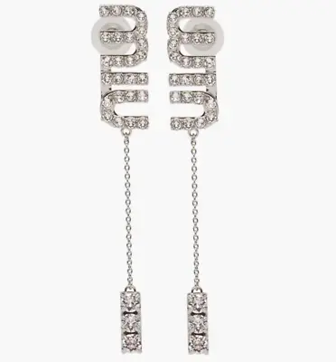 Off White Silver Designer Ganni Miu Long Dangle Earrings Luxury Swarovski Rb Hat • $13.95