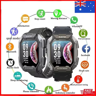 $54.99 • Buy 5ATM Waterproof Smart Watch Military Style Men Wristwatch Sport Fitness Tracker