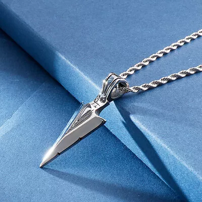 Stainless Steel Spear Arrowhead Arrow Head Pendant Chain Necklace For Men Boys • $7.99