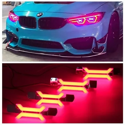 4Pcs Red LED X Concept Angel Eyes Headlights DRL For BMW F30/F31/F80/F81/M3 • $85.63