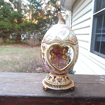 Faberge TFM Franklin Mint MUSICAL GOLD CAROUSEL HORSE IN EGG • $39.95