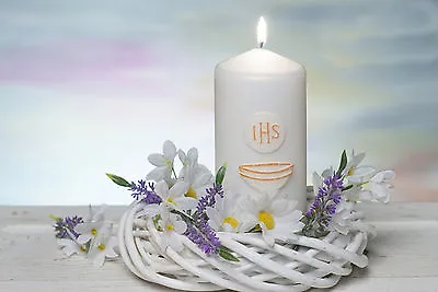 First Holy Communion / Confirmation Pillar Candle White / Pearl Blue Pink Colour • £4.50