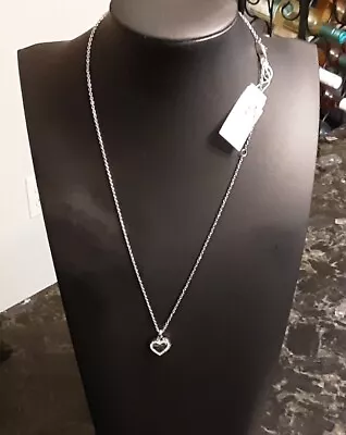 New Michael Kors Silver-tone Heritage Pave' Heart Pendant Necklace Msrp $95.00 • $24.50