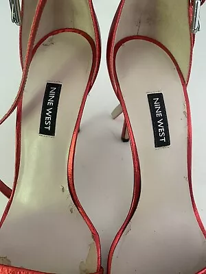Nine West Size 9 Stunning Red Heels With Ankle Strap • $12