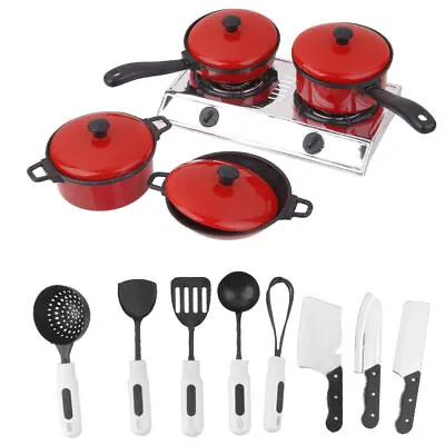 £6.99 • Buy 13Pcs Kids Play Childrens Toy Kitchen Cooking Utensils Pots Pans Accessories Set