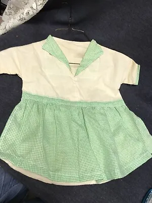 Vtg Clothes Pin Dress Holder Bag Hanger Green Gingham Muslin 13”x18” • $22