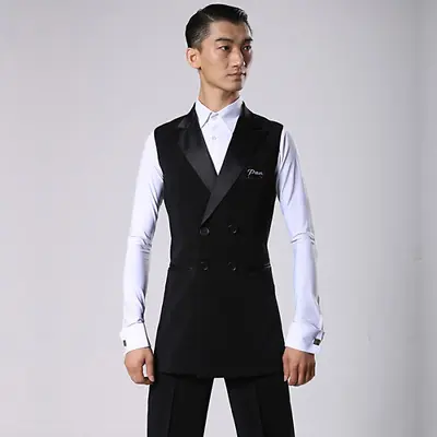 Ballroom Latin Dance Men's Shirt/Black Long Tank Top Waltz Cha Cha Costume • £199.06