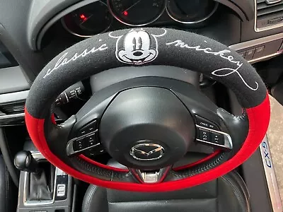 Mickey Mouse Disney Car Truck Steering Wheel Cover RedBlack Fabric #Classic • $29.99