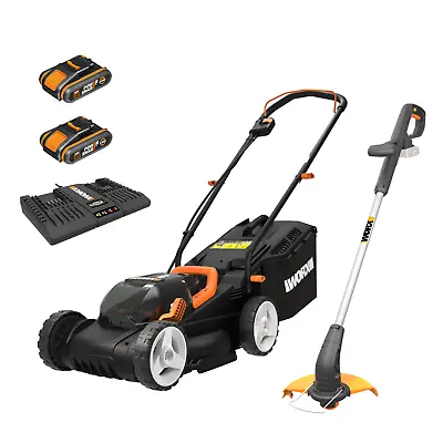 WORX WG927E 34cm Dual Battery 36V Lawn Mower 18V Cordless Grass Trimmer X2 2.0Ah • £249.99