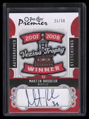 2008-09 OPC Premier Stitchings Autographs APSMB Martin Brodeur Patch Auto 25/50 • $90