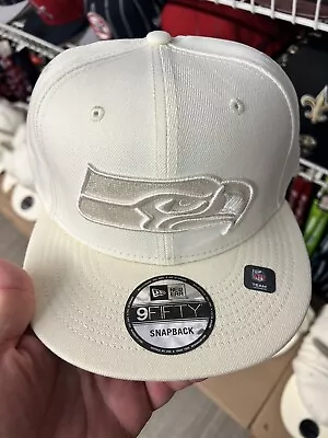 New Era Seattle Seahawks NFL SnapBack Hat 9Fifty White Ivory Cream • $39.90