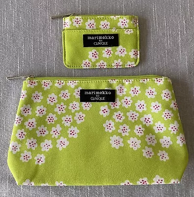 MARIMEKKO For CLINIQUE Green Blossoms Makeup Cosmetic Bag + Mini Coin Bag New • $8.89