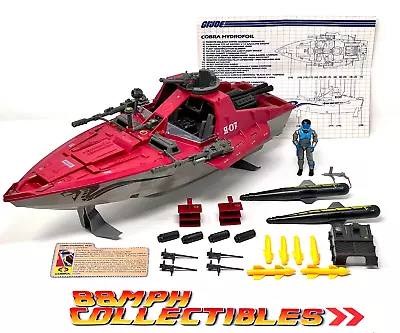 MINT 1985 GI Joe Moray HYDROFOIL + SEARCH LIGHT LENS! Lampreys CARD + BLUEPRINT • $439.95