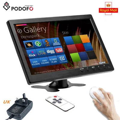 10.1  Inch HD LCD Screen Monitor PC CCTV HDMI/VGA/BNC Color Display Dual Speaker • £42.99