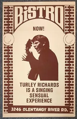 $74.99 • Buy Turley Richards Columbus Ohio VINTAGE CARDBOARD CONCERT POSTER 60s RARE