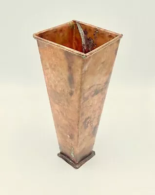 Vintage Made In Turkey Marked Solid Copper Square Vase 11.5 Inch • $24