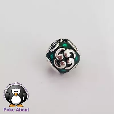 $39 • Buy Pandora Teal Green Zen Enamel  SILVER Charm Bead ALE 925 790491EN08 Authentic