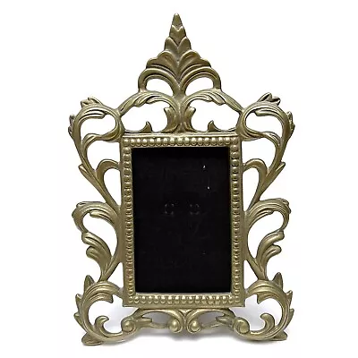 $29.99 • Buy Vintage Solid Brass Acanthus Ornate Rococo  Picture Frame Easel 4x6 No Glass