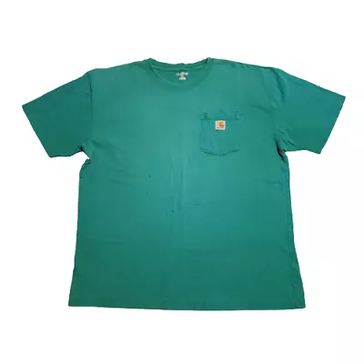 Carhartt Pocketed T-Shirt Tee Green Men's XL Western Cowboy Outdoor Ranchwear • $16.88