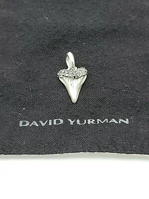 David Yurman Sterling Silver Shark Tooth Pendant With Black Diamonds • $275