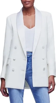 L'Agence Womens 6 Jayda Blazer Double Breasted Shawl Collar Button Cuffs Ivory • $198.90