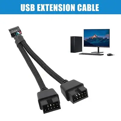 Motherboard Extension Cable 9Pin USB 1 Female To 2 Splitter Y A. CORD Male R0G5 • £2.82