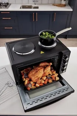 EGL 30L Mini Oven With Hobs Grill Tabletop 1400W Black • £98.99