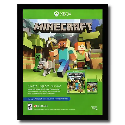 2014 Minecraft Xbox One Framed Print Ad/Poster Authentic Video Game Wall Art • £53.50