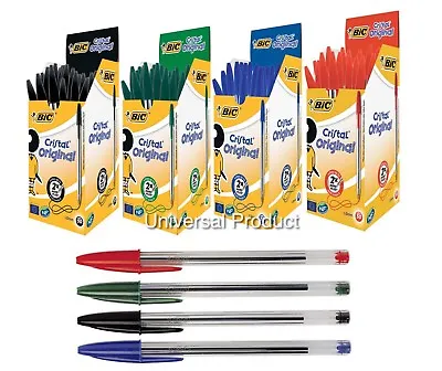 Original Bic Cristal Medium Ballpoint Pens Ball Point Biros Blackblueredgreen • £1.49