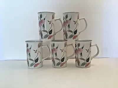 MIKASA Silk Flowers Set Of Five Tall Cappuccino Mugs 4 3/4  Retails For $30 EACH • $45