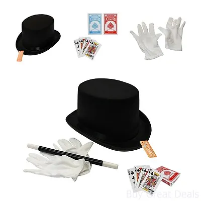 £31.01 • Buy Magician Set Hat Wand Gloves Bonus Cards For Children Funny Party Hats