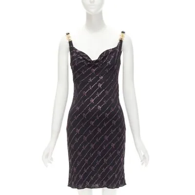 VERSACE Gianni Signature Black Pink Crystal Medusa Dress IT40 S • $598