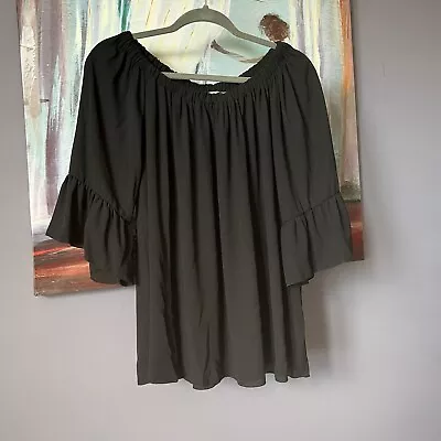 Sam & Lili Paris Sz M-L Black Blouse Top Elastic Neck NWOT Made In France  • $20.99