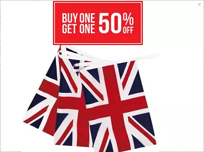 10 Metre 28 Flags D-Day Decor Ve Day Remembrance Day Union Jack Fabric Bunting • £6.95